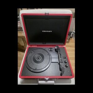 Crosley CR8065D-RE Red Bluetooth Turntable Record Player, Pitch & Volume Control